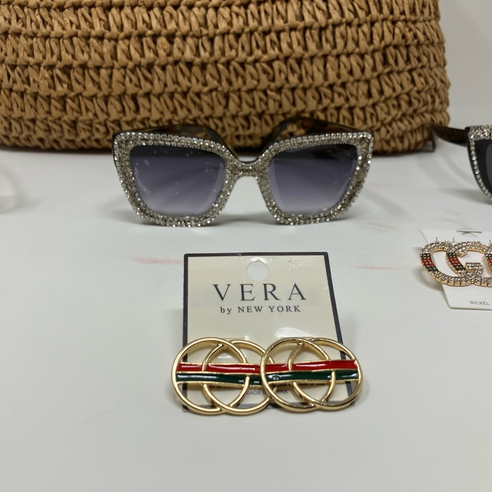 Gold and Green Sunglasses with Metallic Frames